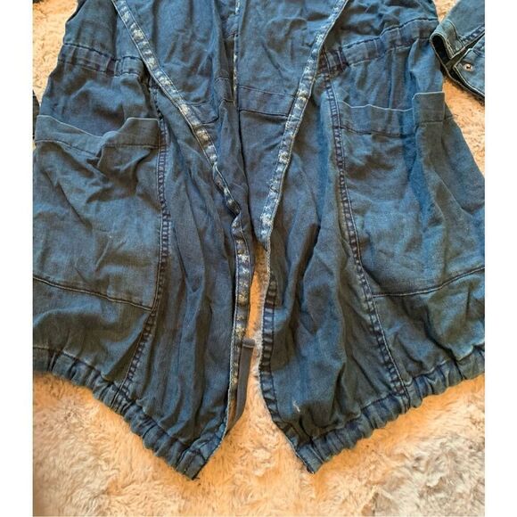 HEI HEI Anthropologie High Plains Chambray Anorak light denim OPEN jean JACKET - Picture 3 of 7